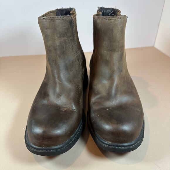LL Bean Brown Leather Men's Chelsea Boots Pull On Ankle Booties Size 7 - Picture 2 of 11